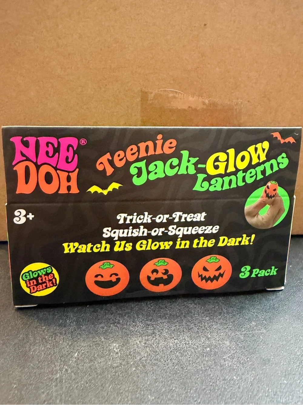 RARE Halloween Needoh Teenie Jack-Glow Lanterns 3 Pack- Glow in the Dark- Viral